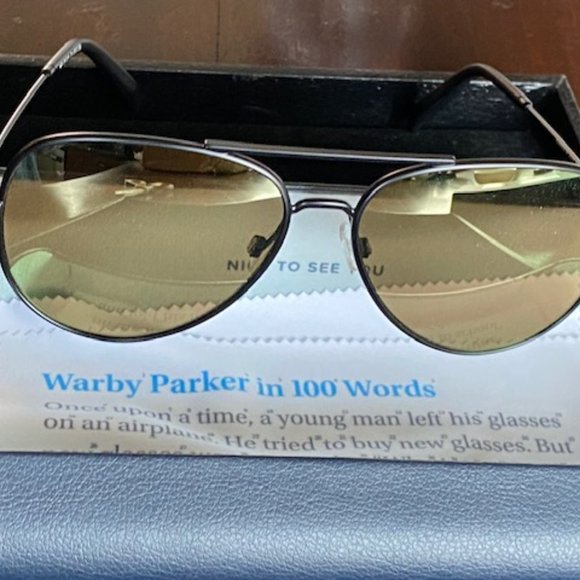 NIB Warby Parker Aviator Style Raider Frame Sunglasses Brushed Ink w/ Case & Box - Picture 4 of 6